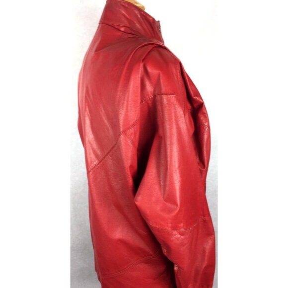 Braefair Womens Red Leather Motorcycle Jacket  size 5/6 Vintage - Picture 5 of 12
